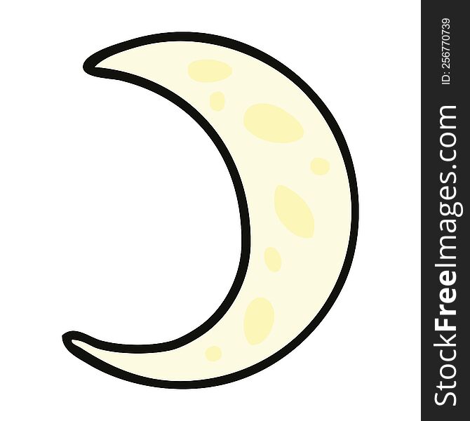 hand drawn cartoon doodle of a crescent moon