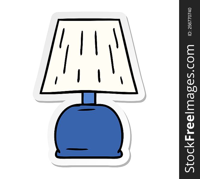hand drawn sticker cartoon doodle of a bed side lamp
