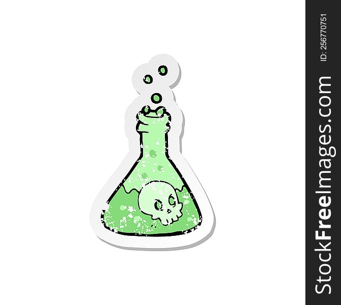 Retro Distressed Sticker Of A Cartoon Spooky Potion