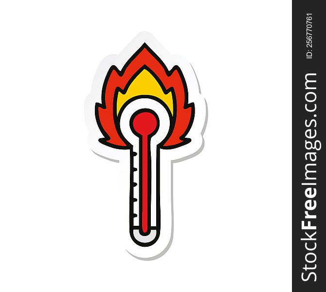 sticker of a cute cartoon hot glass thermometer