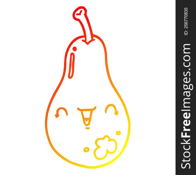 Warm Gradient Line Drawing Cartoon Pear