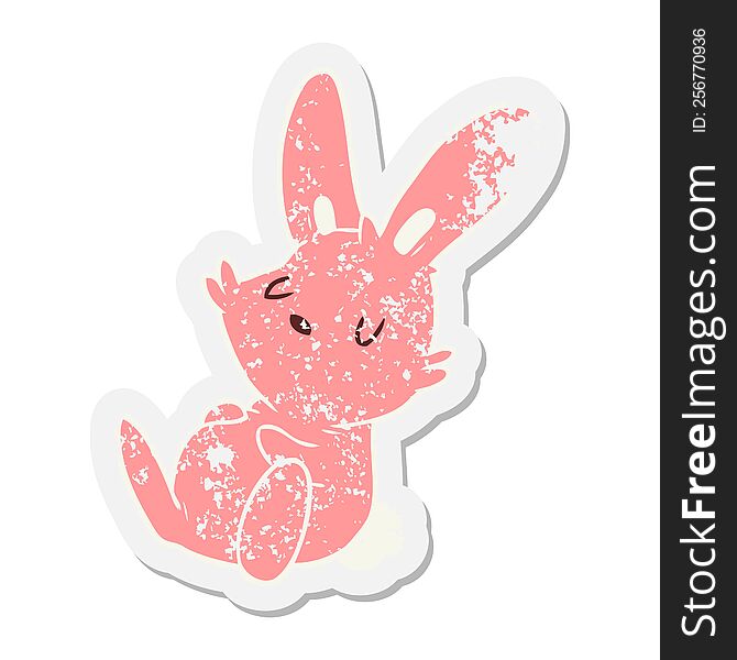 Cartoon Rabbit Sleeping Grunge Sticker
