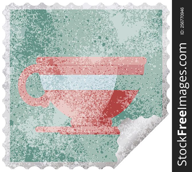 coffee cup graphic square sticker stamp. coffee cup graphic square sticker stamp