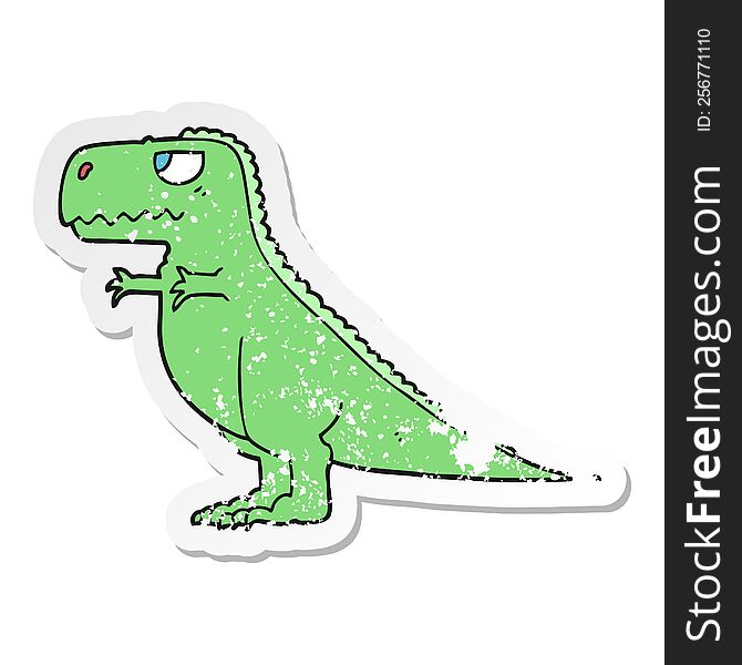 Distressed Sticker Of A Cartoon Dinosaur