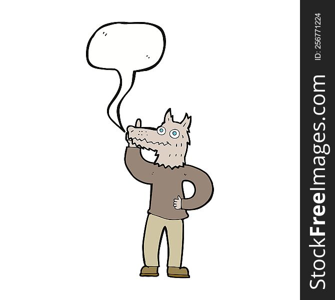 Cartoon Werewolf With Idea With Speech Bubble