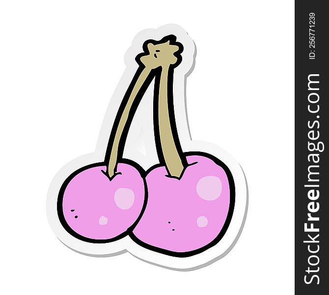Sticker Of A Cartoon Pink Cherries