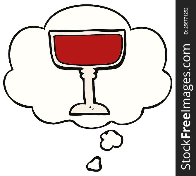 cartoon wine glass with thought bubble. cartoon wine glass with thought bubble