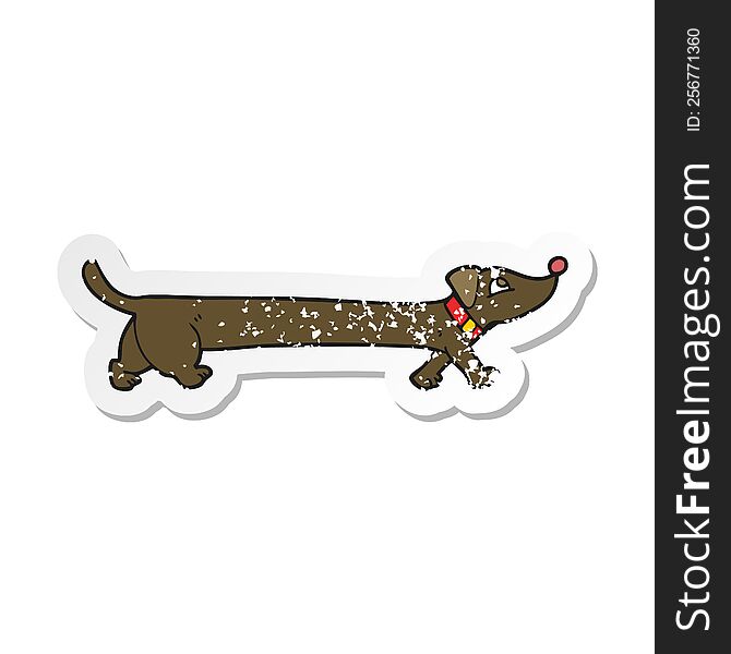 retro distressed sticker of a cartoon dachshund