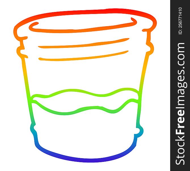 Rainbow Gradient Line Drawing Cartoon Glass Of Drink