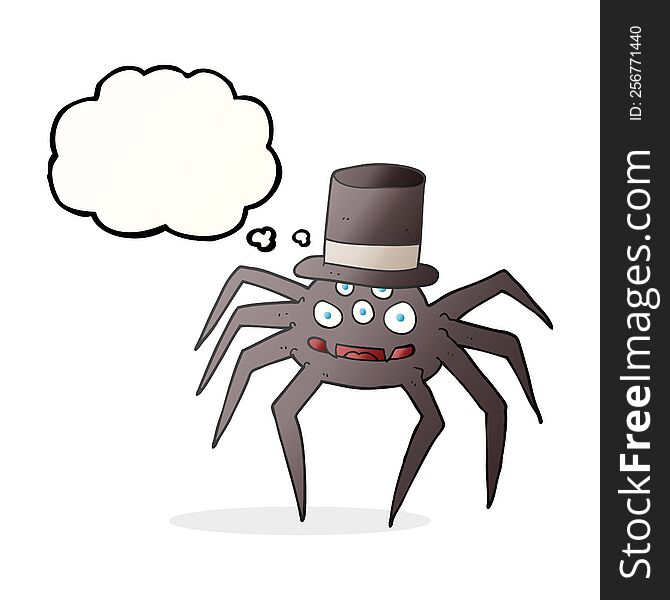 freehand drawn thought bubble cartoon halloween spider