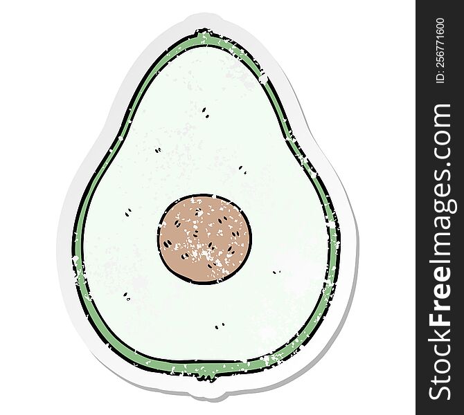 distressed sticker of a cartoon avocado
