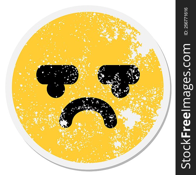 Displeased Face Circular Sticker