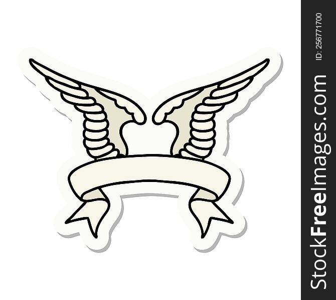 Tattoo Sticker With Banner Of A Wing