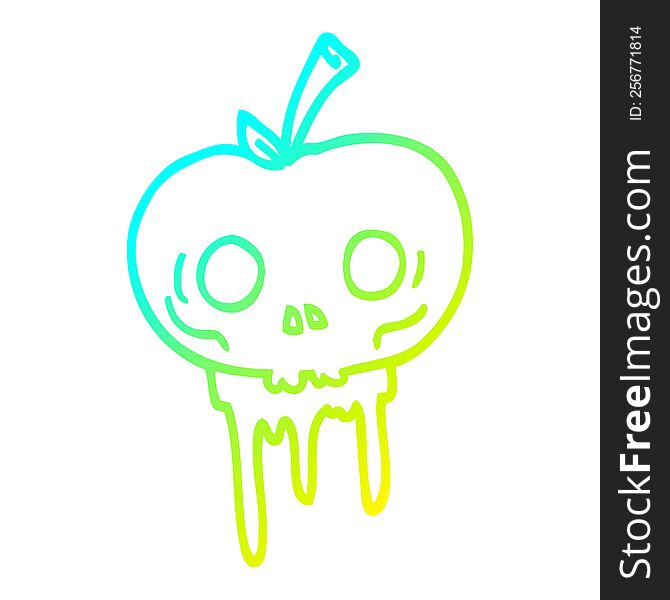 Cold Gradient Line Drawing Cartoon Halloween Apple