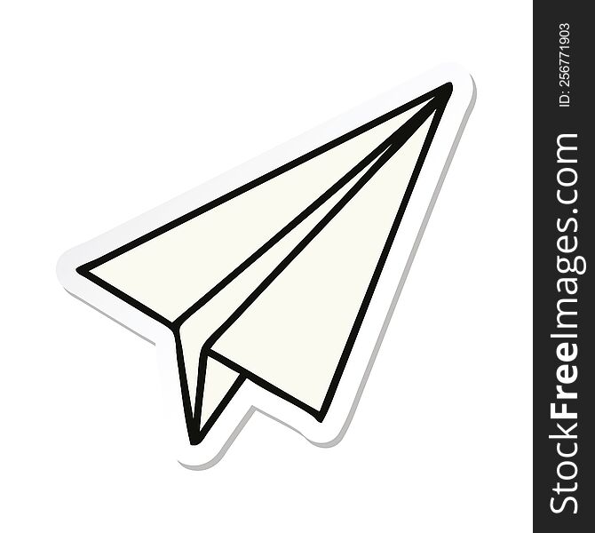 sticker of a cute cartoon paper plane