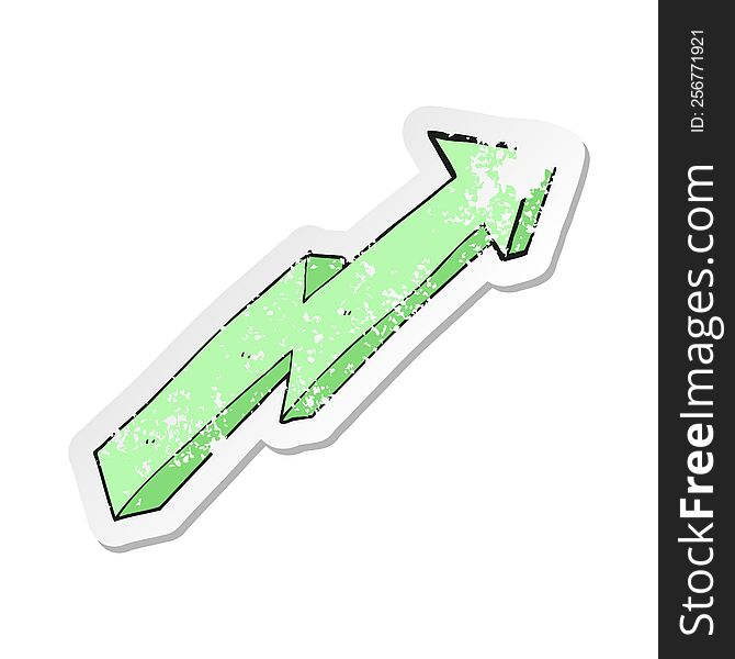 Retro Distressed Sticker Of A Cartoon Arrow Up Trend