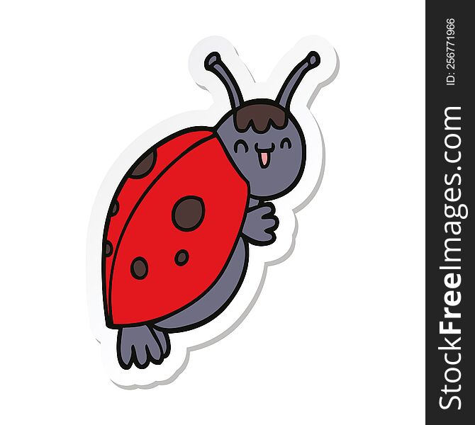 Sticker Of A Cute Cartoon Ladybug