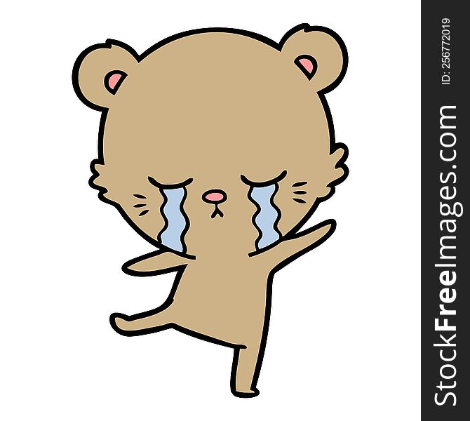 crying cartoon bear balancing. crying cartoon bear balancing