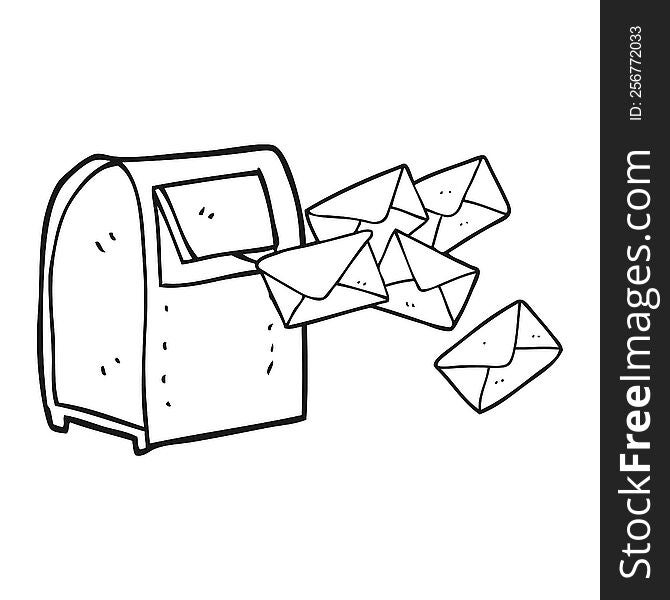 Black And White Cartoon Mailbox