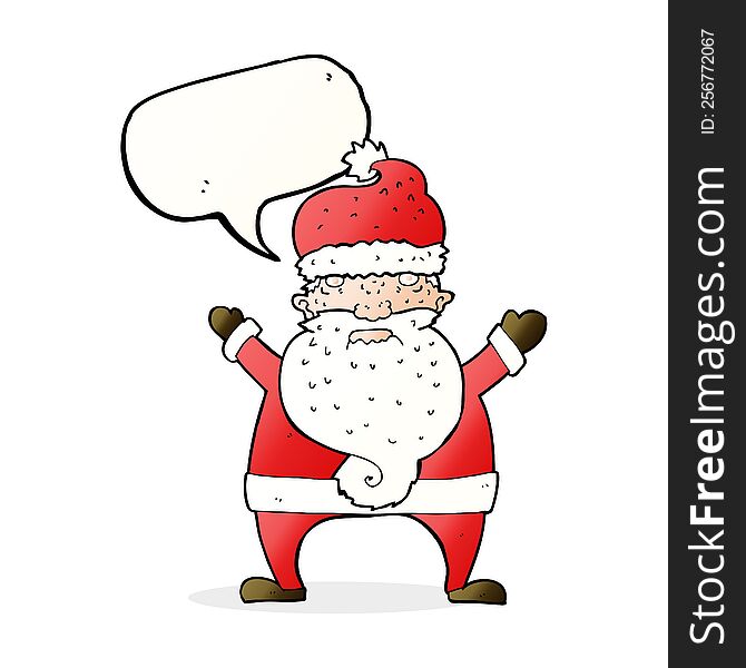 Cartoon Ugly Santa Claus With Speech Bubble