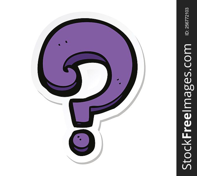 sticker of a cartoon question mark