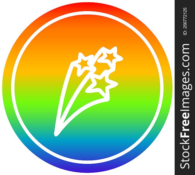 shooting stars circular icon with rainbow gradient finish. shooting stars circular icon with rainbow gradient finish
