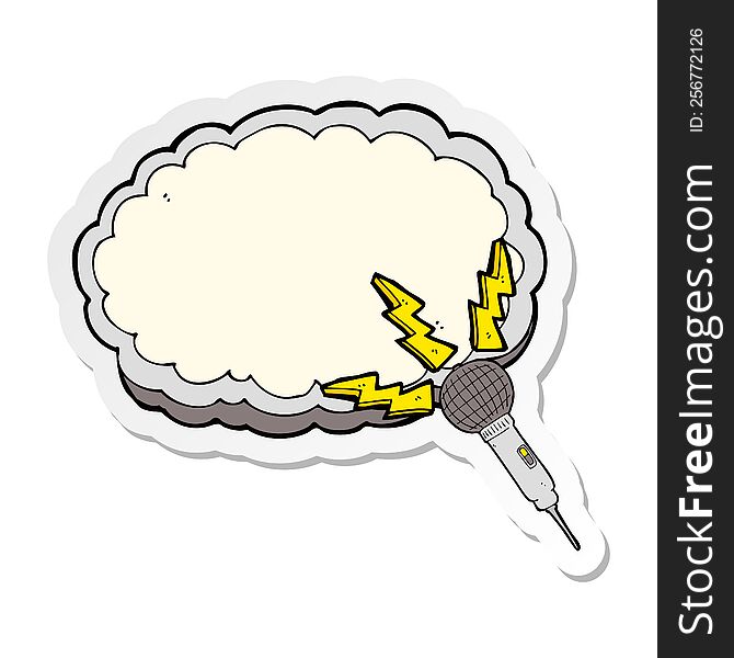 sticker of a cartoon microphone and space for text cloud