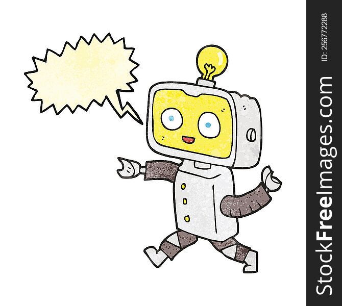 Speech Bubble Textured Cartoon Little Robot