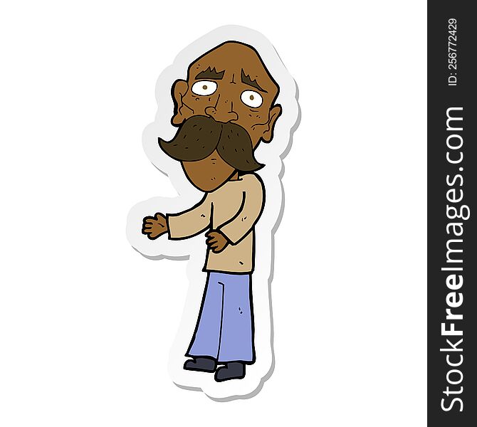 sticker of a cartoon lonely old man