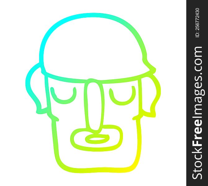 cold gradient line drawing of a cartoon male face