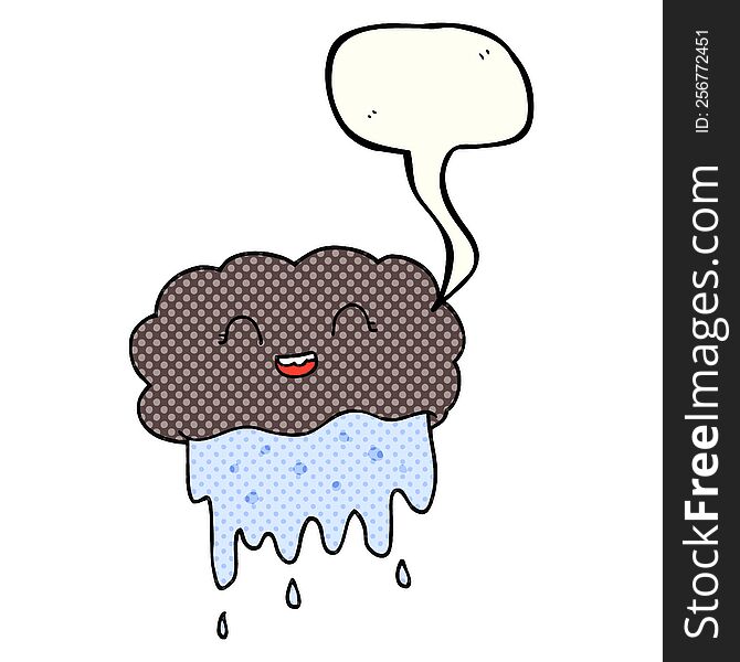 freehand drawn comic book speech bubble cartoon rain cloud
