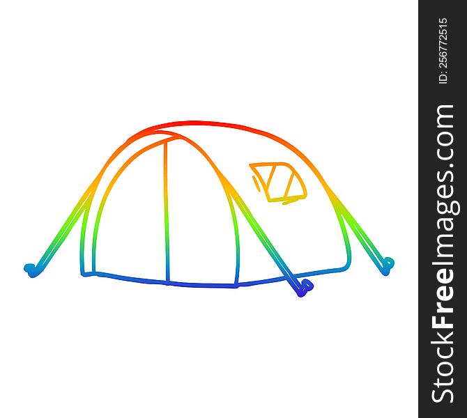rainbow gradient line drawing of a cartoon tent