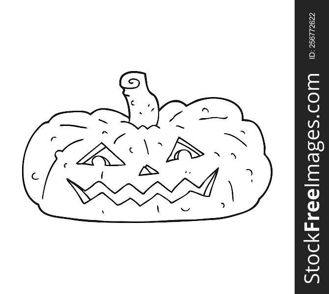Black And White Cartoon Halloween Pumpkin