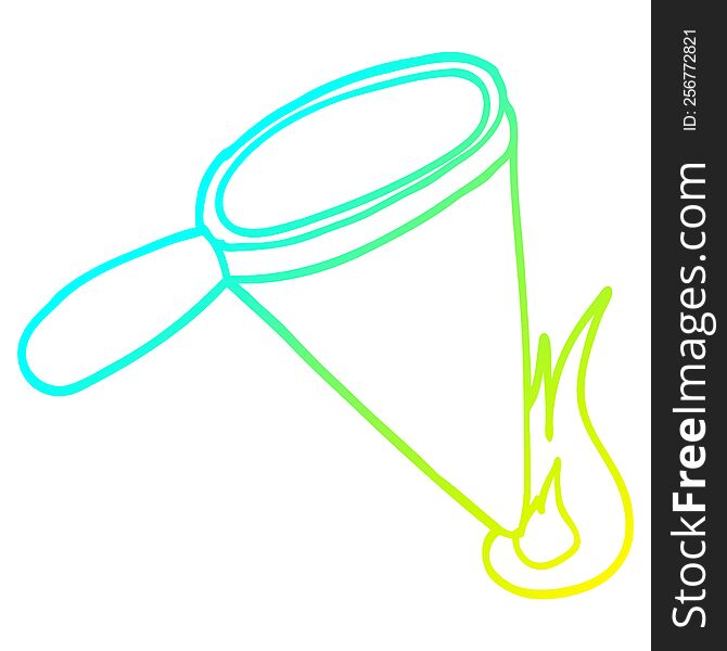 Cold Gradient Line Drawing Cartoon Magnifying Glass