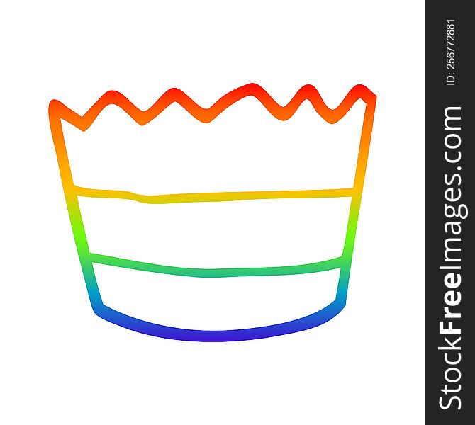 rainbow gradient line drawing of a cartoon muffin pot