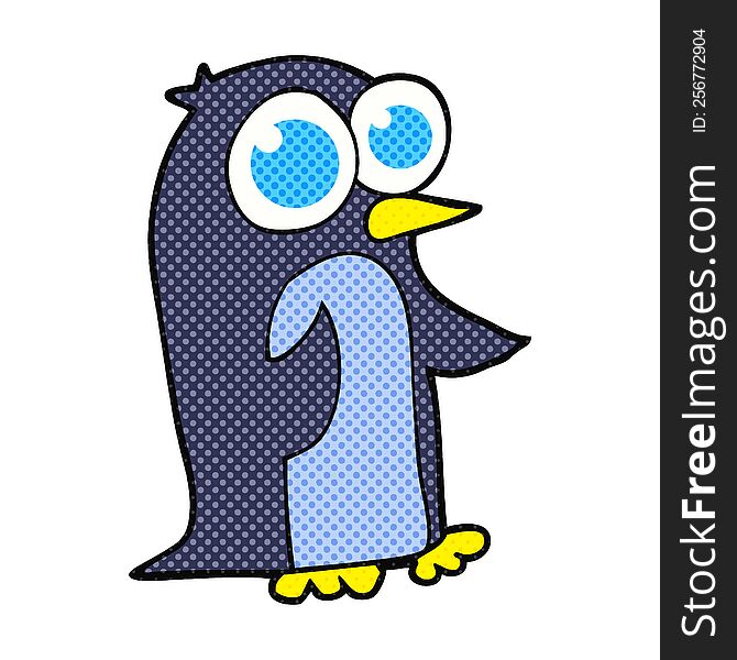Cartoon Penguin With Big Eyes