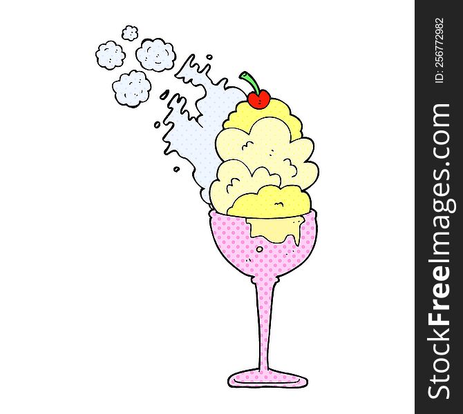 freehand drawn comic book style cartoon cold ice cream