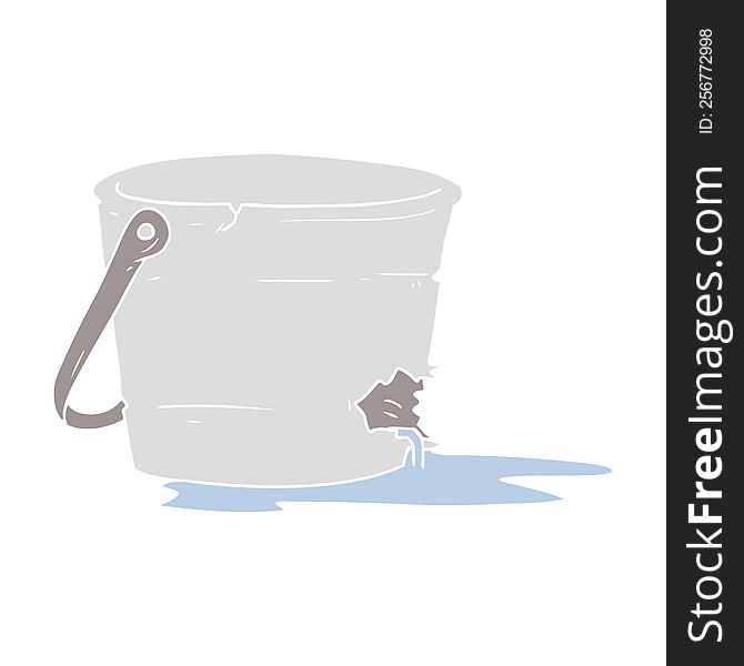 broken bucket flat color style cartoon