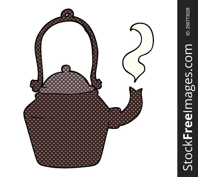 freehand drawn cartoon old black kettle