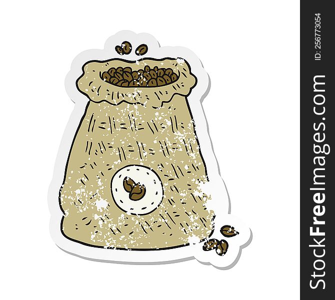retro distressed sticker of a cartoon bag of coffee beans