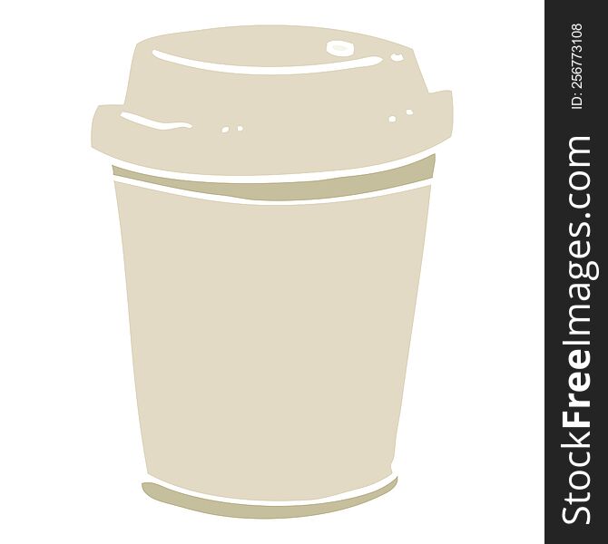 Flat Color Style Cartoon Takeout Coffee Cup