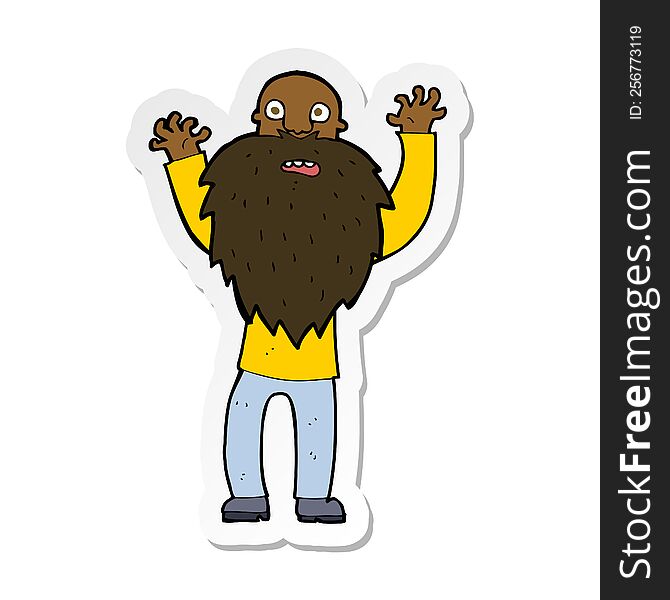 Sticker Of A Cartoon Frightened Old Man With Beard