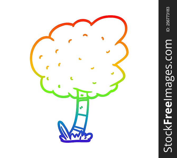 rainbow gradient line drawing of a Cartoon tree