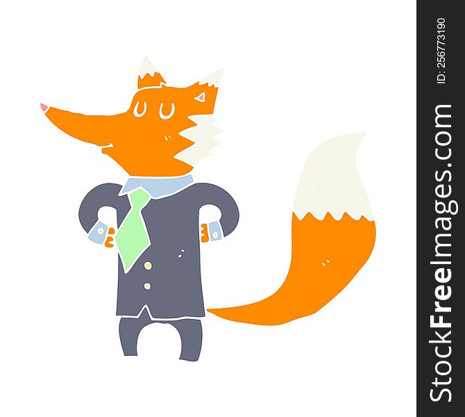 flat color style cartoon fox businessman