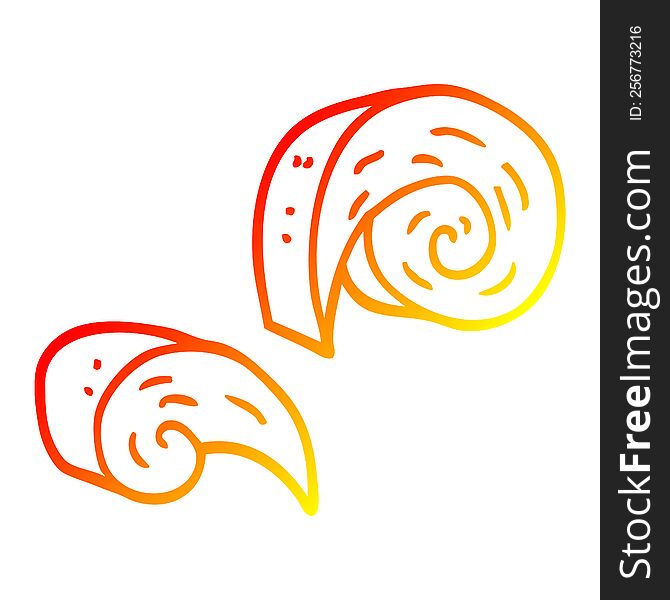 warm gradient line drawing of a cartoon decorative spiral element