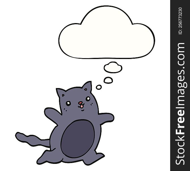 cartoon cat with thought bubble. cartoon cat with thought bubble