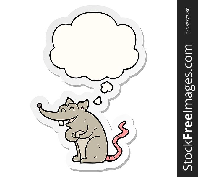 cartoon rat with thought bubble as a printed sticker