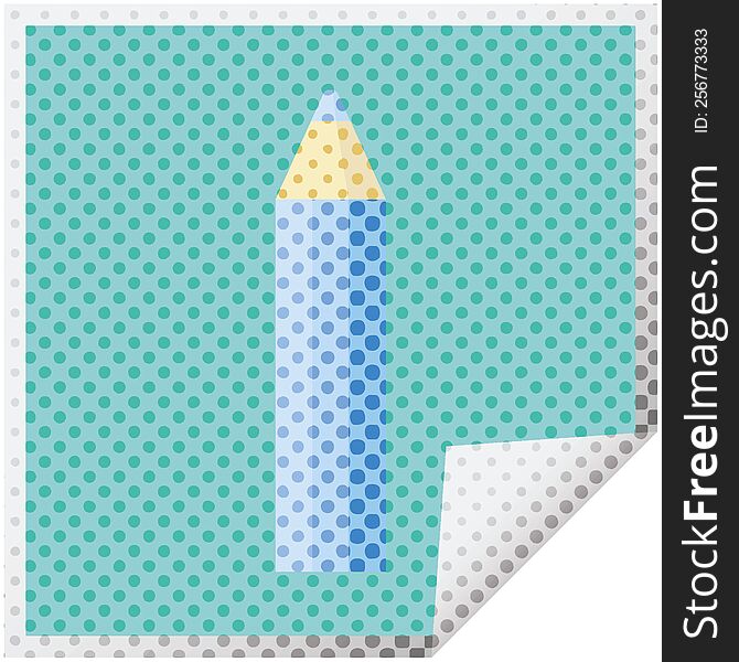blue coloring pencil graphic vector illustration square sticker. blue coloring pencil graphic vector illustration square sticker