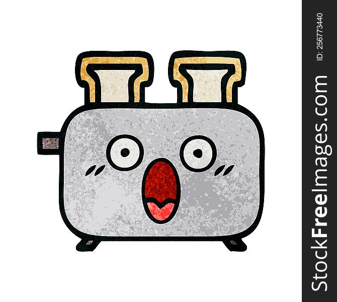 retro grunge texture cartoon of a toaster