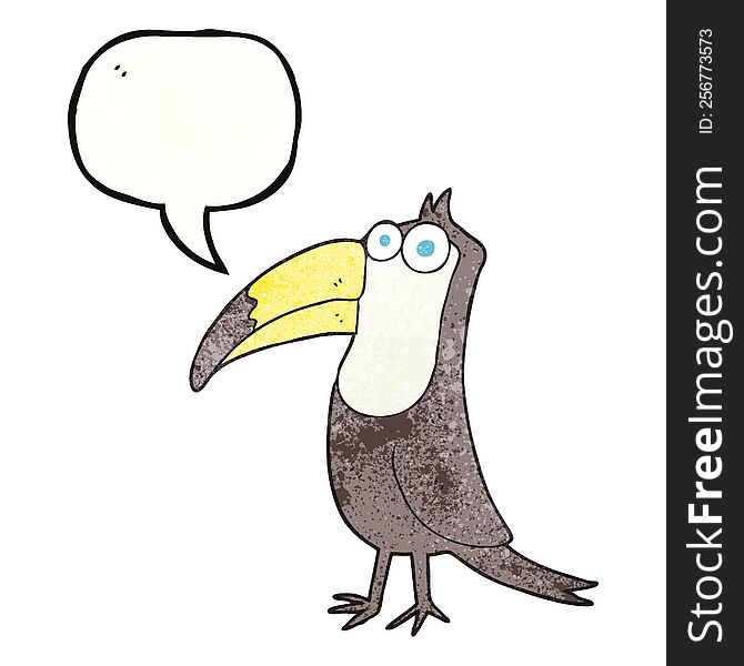 freehand speech bubble textured cartoon toucan
